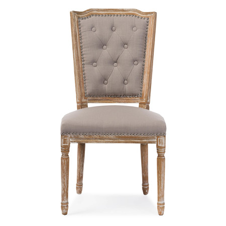 BAXTON STUDIO Estelle Oak Beige Button-tufted Upholstered Dining Chair 120-6672